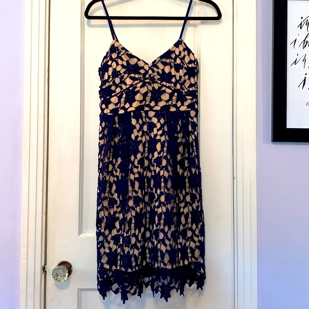 Navy lace overlay dress